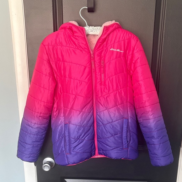 Eddie Bauer Other - Eddie Bauer reversible winter coat large 14/16 pink purple ombré